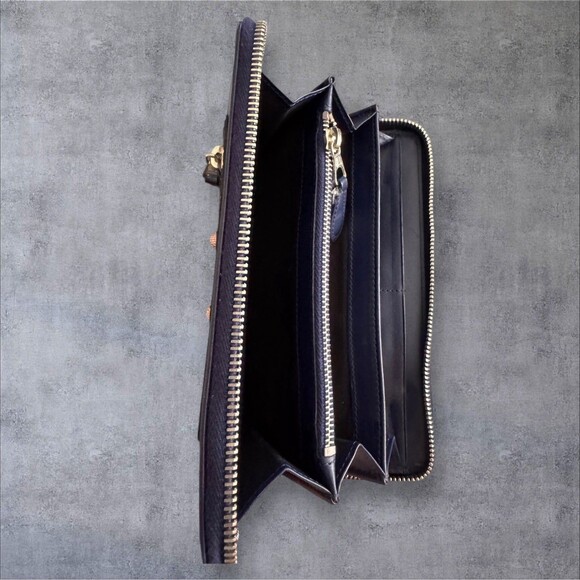 BALENCIAGA Purple Leather & Patent Leather Silver Stud Zip Around Wallet - Picture 2 of 10